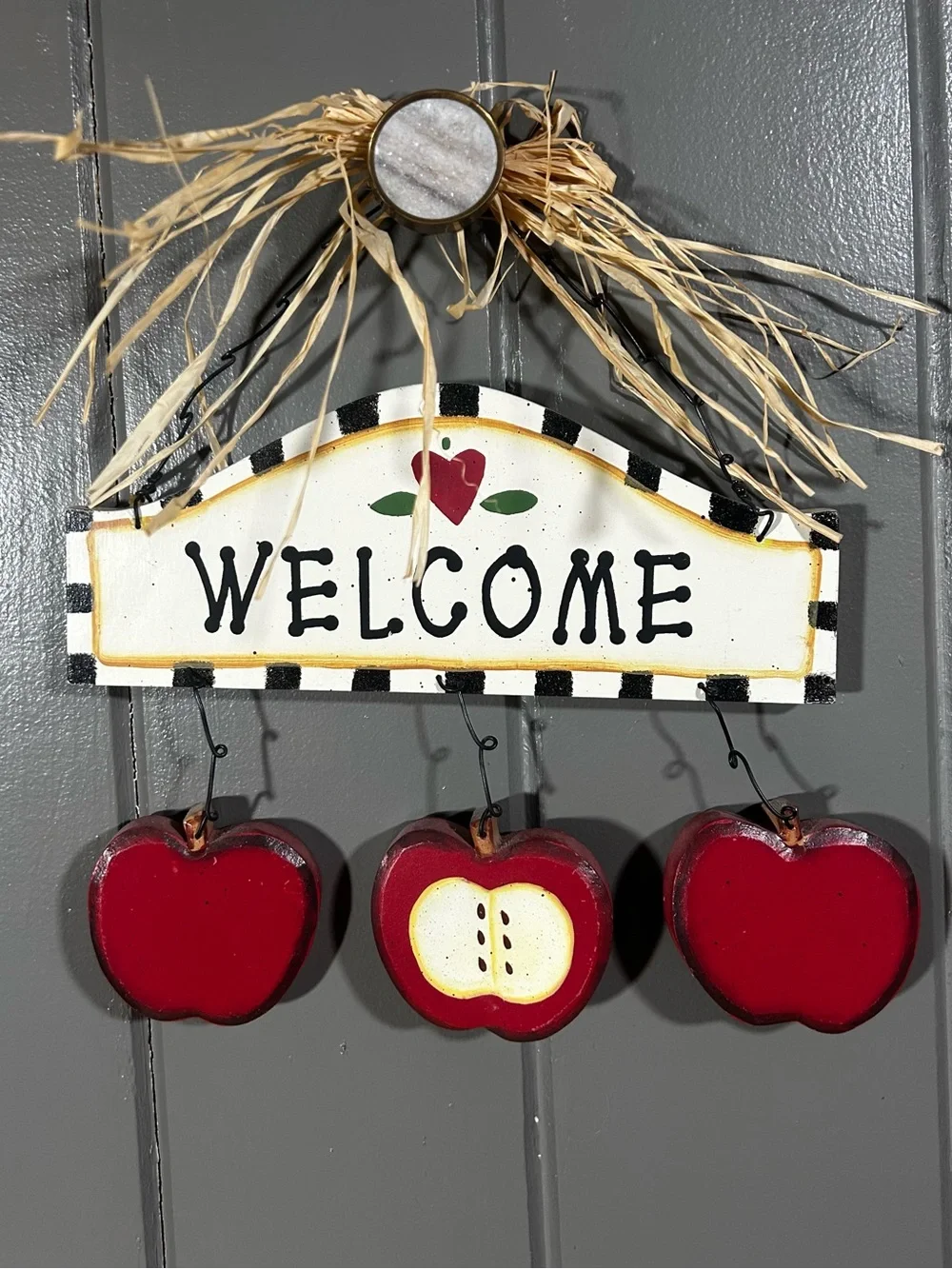 Wooden Farmhouse-style Apple Welcome Sign